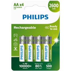 Аккумуляторы и батарейки Philips 4xAA 2600 mAh