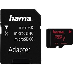 Карты памяти Hama microSD Class 3 UHS-I 80MB/s + Adapter 64&nbsp;ГБ