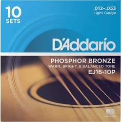 Струны DAddario Phosphor Bronze 12-53 (10-Pack)