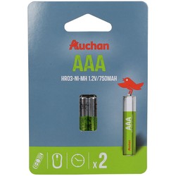 Аккумуляторы и батарейки Auchan 2xAAA 750 mAh