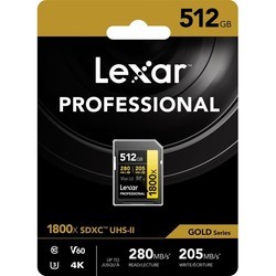 Карты памяти Lexar Professional 1800x UHS-II SDXC 512&nbsp;ГБ