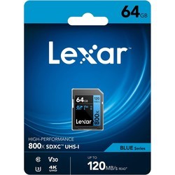 Карты памяти Lexar High-Performance 800x SD UHS-I Card BLUE Series 64&nbsp;ГБ