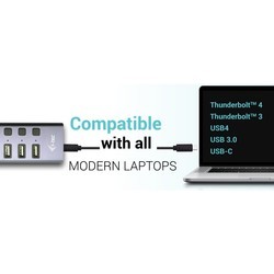 Картридеры и USB-хабы i-Tec USB-A\/USB-C Charging HUB 9port with LAN + Power Adapter 60 W
