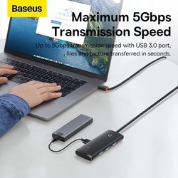 Картридеры и USB-хабы BASEUS Lite Series 4-Port USB-A HUB Adapter 1m