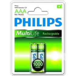 Аккумуляторы и батарейки Philips MultiLife 2xAAA 1000 mAh