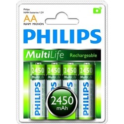 Аккумуляторы и батарейки Philips MultiLife 4xAA 2450 mAh
