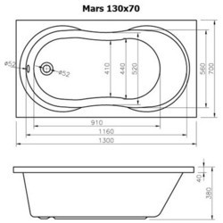 Ванна Alpen Mars 130x70