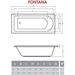 Ванна Alpen Fontana 170x75