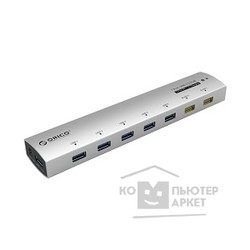 Картридер/USB-хаб Orico AS7C2 (серебристый)