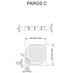 Душевой поддон Radaway Paros C MBC8080-03-1